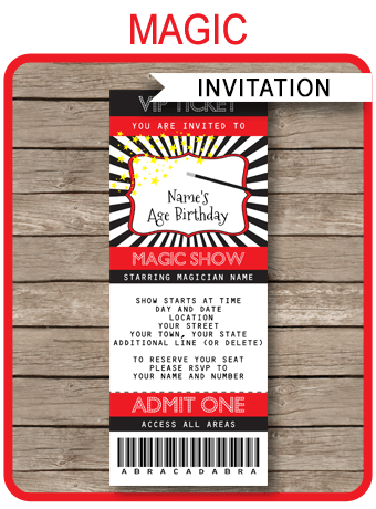 Printable Magic Ticket Invitation Template | Magic Party ... Printable Magic Ticket Invitation Template | Magic Party ...