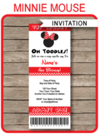 Minnie Mouse Ticket Invitation template – red