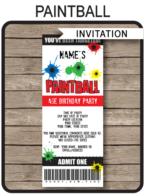 Paintball Party Ticket Invitation Template