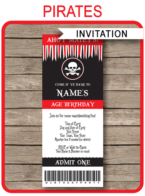 Pirate Party Ticket Invitation Template
