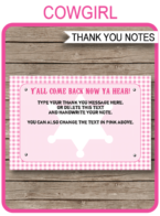 Printable Cowgirl Party Thank You Notes - Sheriff Badge - Favor Tags - Cowgirl Birthday Party theme - Editable Template - Instant Download via simonemadeit.com