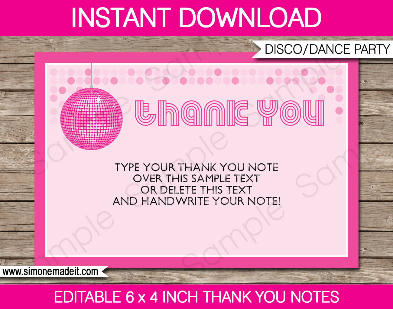 Printable Disco Party Thank You Cards - Disco Ball - Favor Tags - Dance or Disco Birthday Party theme - Editable Template - Instant Download via simonemadeit.com