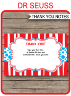 Dr Seuss Party Thank You Cards template