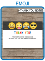 Printable Emoji Birthday Party Thank You Notes - Emoticons - Favor Tags - Emoji theme party - Editable Template - Instant Download via simonemadeit.com
