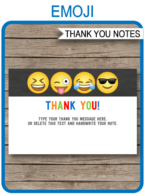 Printable Emoji Birthday Party Thank You Notes - Emoticons - Favor Tags - Emoji theme party - Editable Template - Instant Download via simonemadeit.com