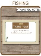 Printable Fishing Party Thank You Notes - Favor Tags - Fishing Birthday Party theme - Editable Template - Instant Download via simonemadeit.com