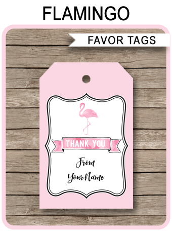 flamingo party favor tags