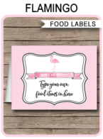 Flamingo Party Food Labels template