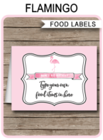 Flamingo Party Food Labels template