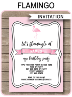 Flamingo Party Invitations template