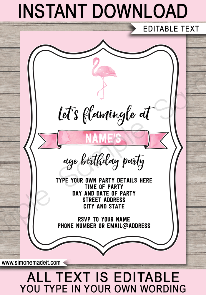 Flamingo Party Invitations Template | Flamingo Theme Birthday Party Invite | DIY Editable & Printable Template | Let's Flamingle | Instant Download via simonemadeit.com