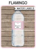 Flamingo Water Bottle Labels | Flamingo Theme Birthday Party Template | Napkin Wraps | Treat Wraps | DIY Editable & Printable Template | INSTANT DOWNLOAD via simonemadeit.com