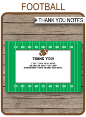 Printable Football Party Thank You Notes - Favor Tags - Football Birthday Party theme - Editable Template - Instant Download via simonemadeit.com