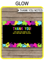 Neon Glow Party Thank You Cards template