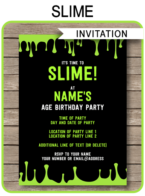 Slime Party Invitations template – green