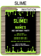 Slime Party Invitations template – green