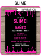 Slime Party Invitations template – pink