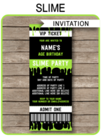 Slime Party Ticket Invitation template – green