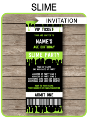 Slime Party Ticket Invitation Template | Slime Birthday Party Invite | Slime Theme | Editable & Printable DIY Template | INSTANT DOWNLOAD $7.50 via simonemadeit.com