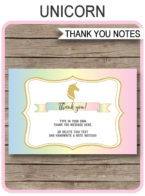 Printable Unicorn Party Thank You Notes - Favor Tags - Unicorn Birthday Party theme - Editable Template - Instant Download via simonemadeit.com