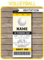 Volleyball Party Ticket Invitations | Volleyball Birthday Party Invite | Yellow / Gold & Black | Editable & Printable Template | INSTANT DOWNLOAD $7.50 via SIMONEmadeit.com