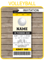 Volleyball Party Ticket Invitations | Volleyball Birthday Party Invite | Yellow / Gold & Black | Editable & Printable Template | INSTANT DOWNLOAD $7.50 via SIMONEmadeit.com