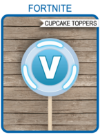 fortnite v bucks cupcake toppers template - fortnite v buck logo