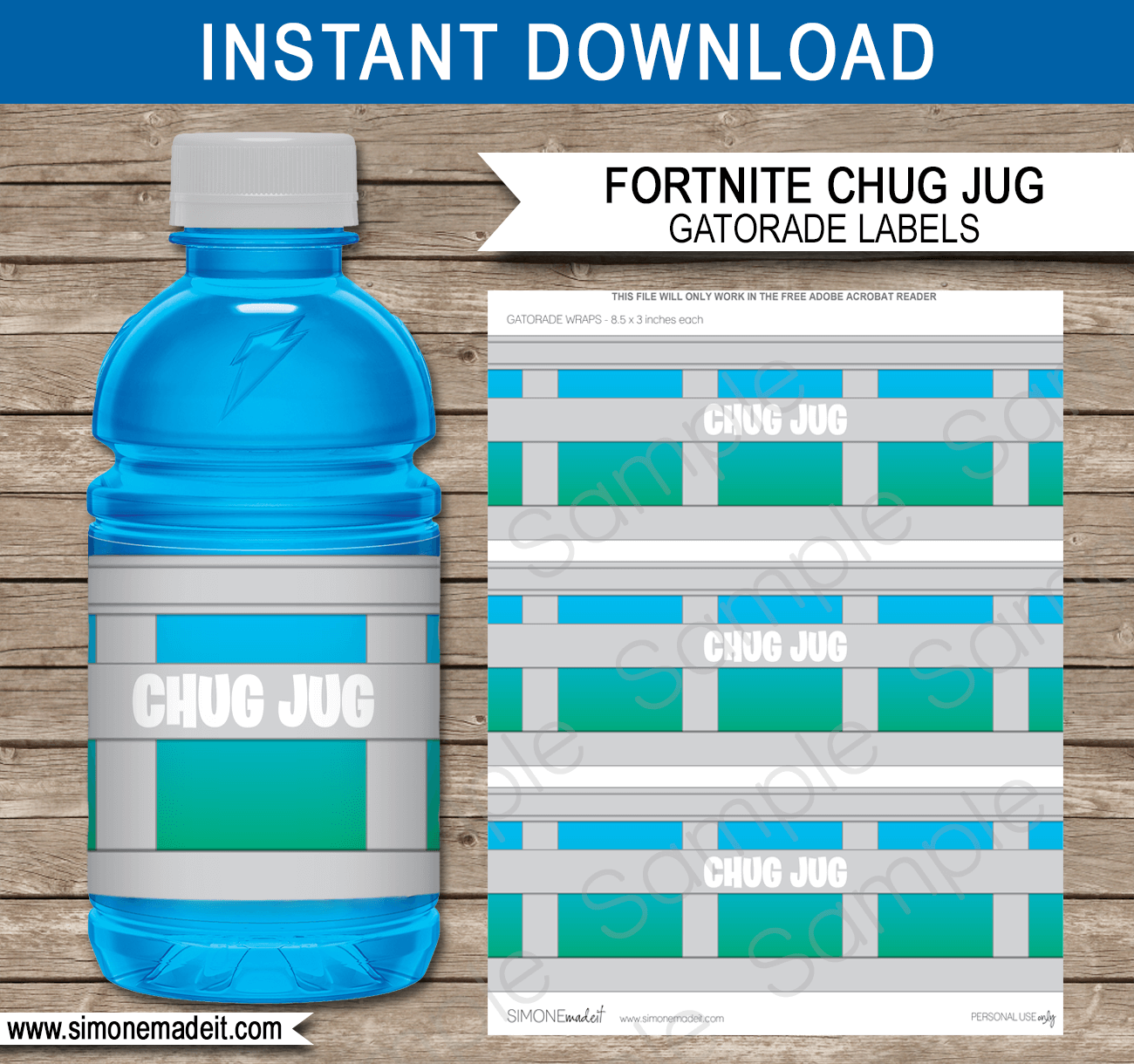 Fortnite Party Water Bottle Labels Template