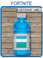 Fortnite Chug Jug Printable Labels | 12 oz Gatorade | Printable Party Decorations | Fortnite Template | INSTANT DOWNLOAD via simonemadeit.com #fortniteparty #chugjuglabel