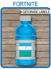 Fortnite Chug Jug Printable Labels | 12 oz Gatorade | Printable Party Decorations | Fortnite Template | INSTANT DOWNLOAD via simonemadeit.com #fortniteparty #chugjuglabel
