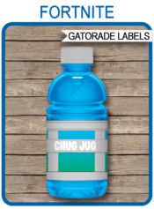 Fortnite Chug Jug Printable Labels | 12 oz Gatorade | Printable Party Decorations | Fortnite Template | INSTANT DOWNLOAD via simonemadeit.com #fortniteparty #chugjuglabel