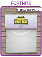 Printable Fortnite Favor Bag Toppers - purple | Fortnite Birthday Party Favors | DIY Editable and Printable Template | INSTANT DOWNLOAD via SIMONEmadeit.com