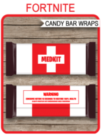 Fortnite Hershey Candy Bar Wrappers | Medkit Candy Bar Party Favors | Personalized Candy Bars | Chocolate Bar Labels | Editable Template | INSTANT DOWNLOAD via simonemadeit.com #medkitpartyfavors #fortniteparty #fortnitefavors