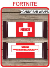 Fortnite Hershey Candy Bar Wrappers | Medkit Candy Bar Party Favors | Personalized Candy Bars | Chocolate Bar Labels | Editable Template | INSTANT DOWNLOAD via simonemadeit.com #medkitpartyfavors #fortniteparty #fortnitefavors