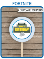 Fortnite Cupcake Toppers Template – blue