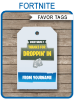 Fortnite Party Favor Tags Template – blue