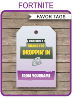 Purple Fortnite Favor Tags template | Fortnite Thank You Tags | Fortnite Birthday Party Theme | DIY Editable & Printable Template | INSTANT DOWNLOAD via SIMONEmadeit.com #fortniteparty