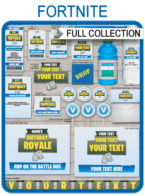 Fortnite Party Printables, Decorations & Invitations – blue