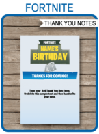 Printable Fortnite Party Thank You Cards - Favor Tags - Fortnite Birthday Party theme - Editable Template - Instant Download via simonemadeit.com