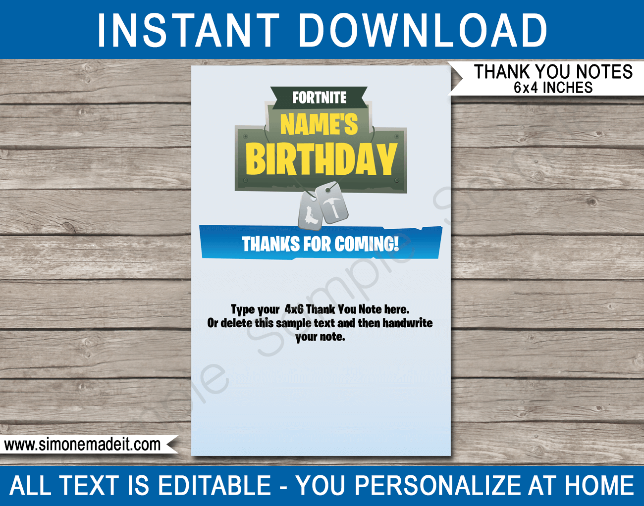 printable fortnite party thank you cards favor tags fortnite birthday party theme editable - fortnite thank you tags free