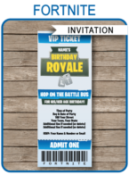 Fortnite Party Ticket Invitation Template – blue