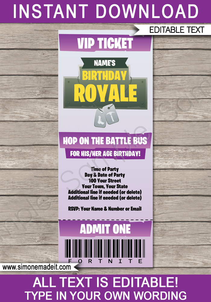 Purple Fortnite Party Invitation Template | Fortnite Birthday Party Invite | Fortnite Theme Party | Editable & Printable Template | INSTANT DOWNLOAD via simonemadeit.com #fortniteparty