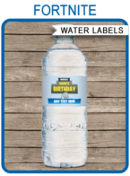 Printable Fortnite Party Water Bottle Labels | Fortnite Theme Birthday Party Template | Chug Jug | Slurp Juice | Napkin Wraps | Treat Wraps | Printable Party Decorations | INSTANT DOWNLOAD via simonemadeit.com #fortniteparty