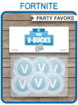 Fortnite V-Bucks Printable Party Favors | V-Bucks Favor Bag Toppers & V Bucks Chocolate Coin Stickers | Fortnite Birthday Party Favors | DIY Printable Templates | INSTANT DOWNLOAD via SIMONEmadeit.com #vbuckspartyfavors #fortniteparty #printablevbucks