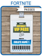 Printable Fortnite Party VIP Passes | Video Game Birthday Party | Fortnite Theme | Printable Template with editable text | INSTANT DOWNLOAD via simonemadeit.com