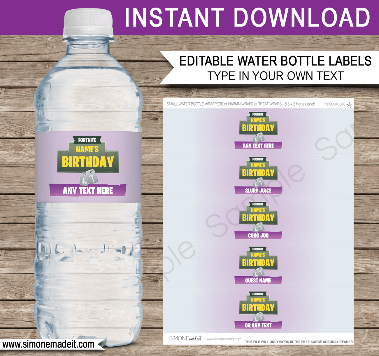 Fortnite Water Bottle Labels  Printable water bottle labels