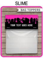 Slime Party Favor Bag Toppers template – pink