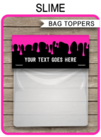 Slime Party Favor Bag Toppers template – pink