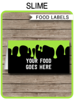 Slime Party Food Labels template – green