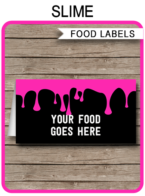 Slime Party Food Labels template – pink